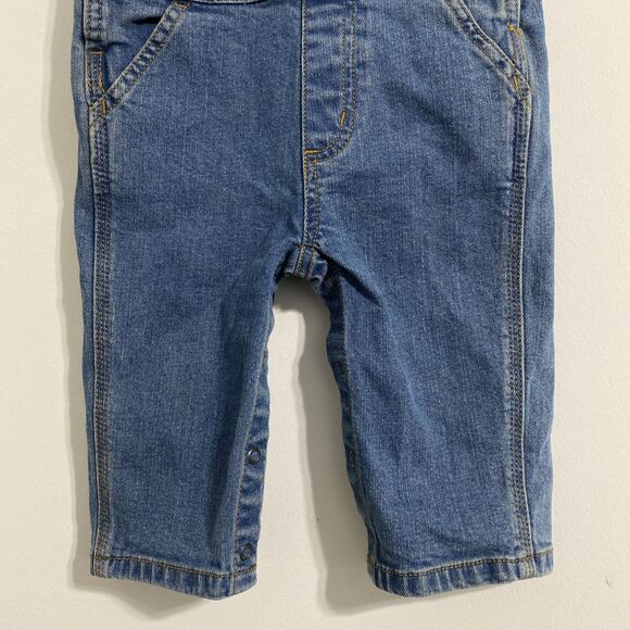 Carhartt Overalls Baby Infant 9 Months Blue Denim Bib Adjustable Strap Snap Leg - Picture 4 of 11